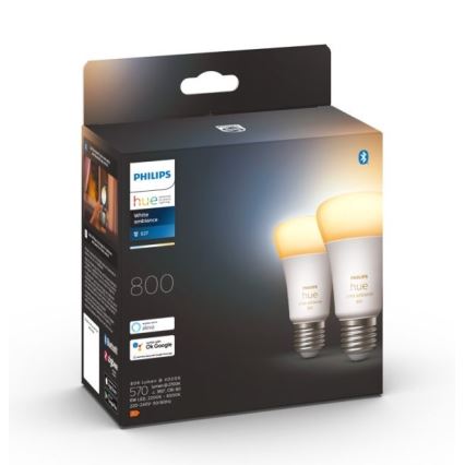 SADA 2xLED Stmievateľná žiarovka Philips Hue WHITE AMBIANCE E27/6W/230V 2200-6500K