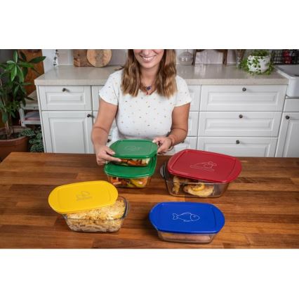 SADA 2× sklenených dóz na potraviny PYREX 1,2/2,5 l