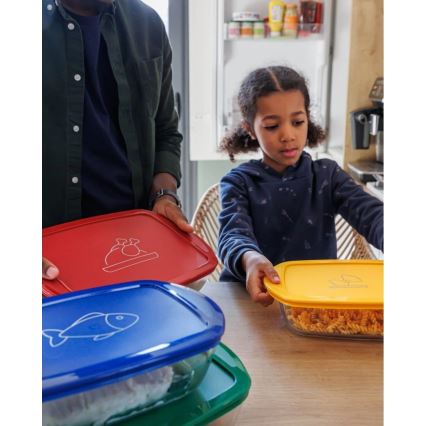 Sada 2× sklenených dóz PYREX na potraviny, 1,2 l a 2,5 l