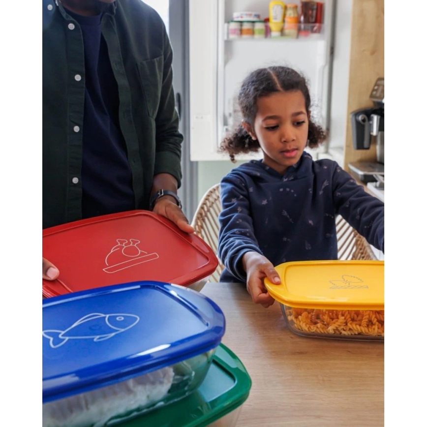 Sada 2× sklenených dóz PYREX na potraviny, 1,2 l a 2,5 l