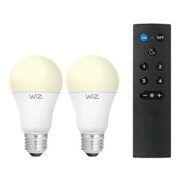 Sada 2× stmievateľných LED žiaroviek A60 E27/9W/230V 2700K Wi-Fi + diaľkové ovládanie - WiZ