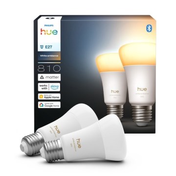 SADA 2× stmievateľných LED žiaroviek Philips Hue WHITE AMBIANCE E27/6W/230V 1000-20000K