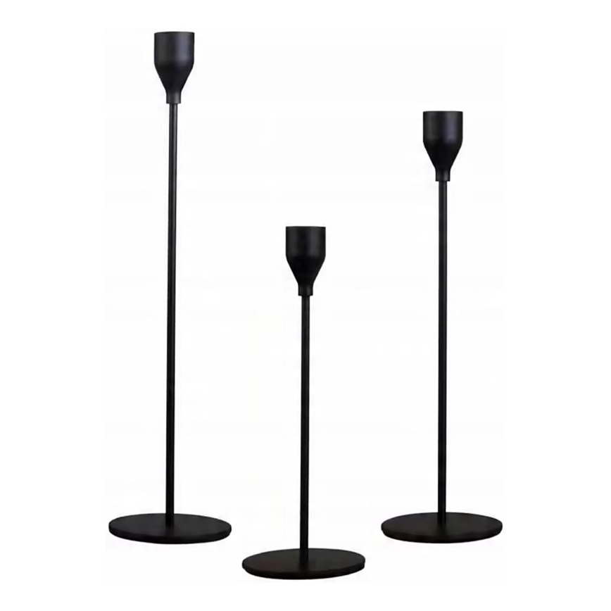 Sada 3 ks čiernych svietnikov