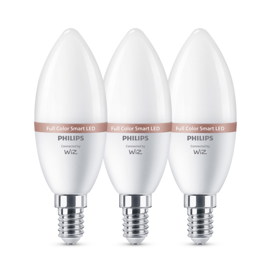 SADA 3x stmievateľných LED RGB žiaroviek Philips SMART C37 E14/4,9W/230V 2200-6500K CRI 90