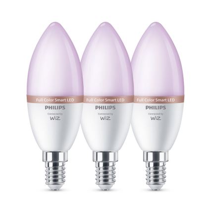 SADA 3x stmievateľných LED RGB žiaroviek Philips SMART C37 E14/4,9W/230V 2200-6500K CRI 90