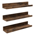 Sada 3 ks nástenných políc SHELFY 38x5x10 cm hnedá
