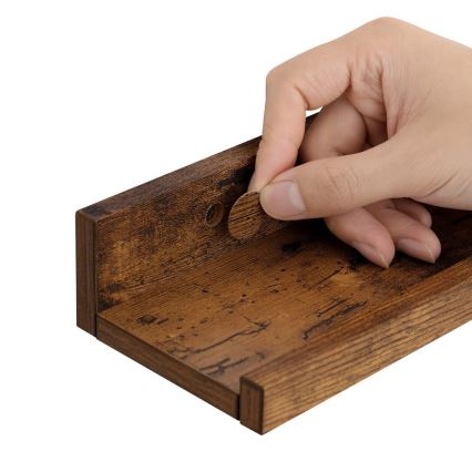 Sada 3 ks nástenných políc SHELFY, hnedá