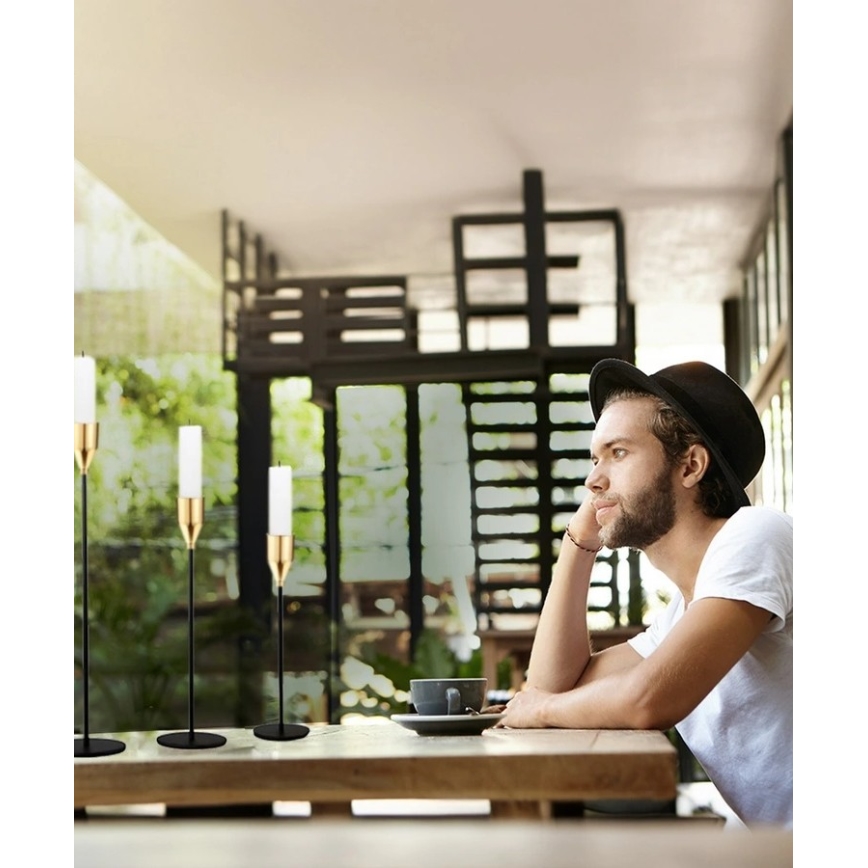 Sada 3 ks svietnikov – čierna/zlatá