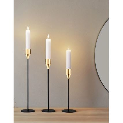 Sada 3 ks svietnikov – čierna/zlatá