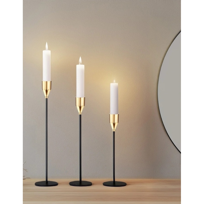 Sada 3 ks svietnikov – čierna/zlatá