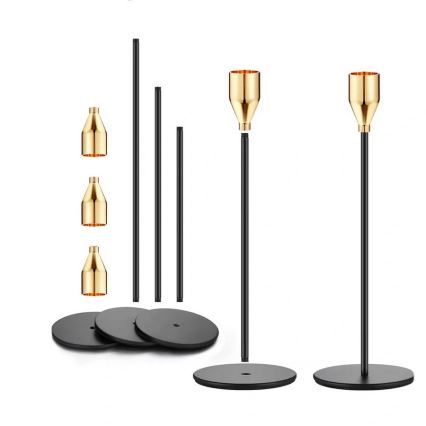 Sada 3 ks svietnikov – čierna/zlatá