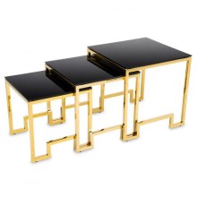 SADA 3x Konferenčný stolík SAMMEN zlatá/čierna