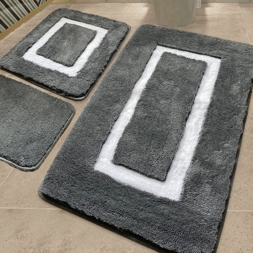 SADA 3x Kúpeľňová predložka 60/60/100 cm antracit