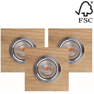 SADA 3x LED Podhľadové svietidlo VITAR 1xGU10/5W/230V CRI 90 dub – FSC certifikované