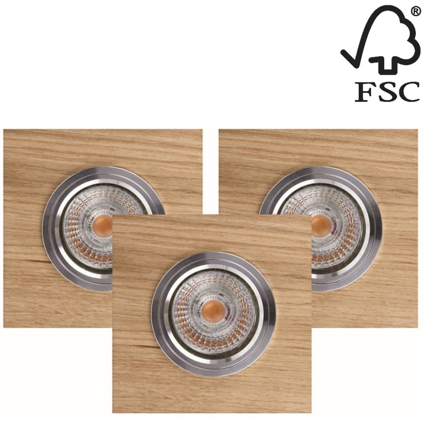 SADA 3x LED Podhľadové svietidlo VITAR 1xGU10/5W/230V CRI 90 dub – FSC certifikované