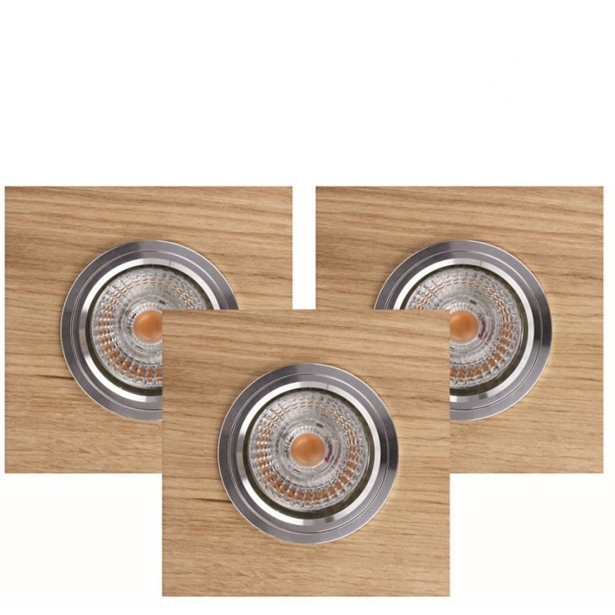 SADA 3x LED Podhľadové svietidlo VITAR 1xGU10/5W/230V CRI 90 dub