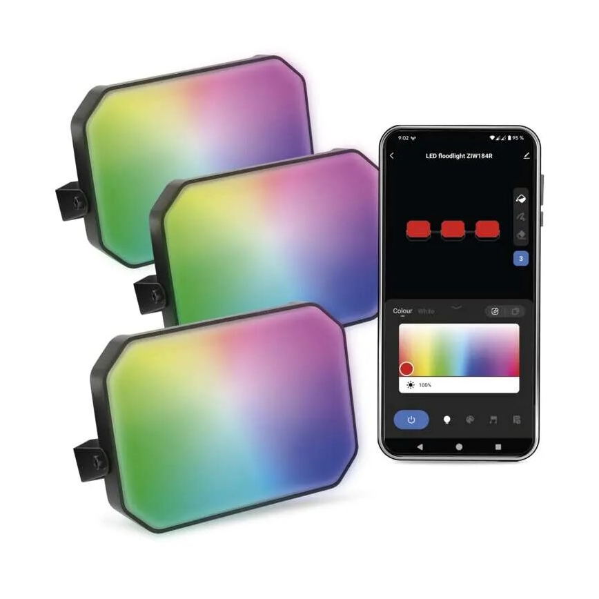 SADA 3x LED RGBIC Stmievateľný vonkajší reflektor GoSmart LED/14W/230V 3000-6500K IP65 Wi-Fi Tuya