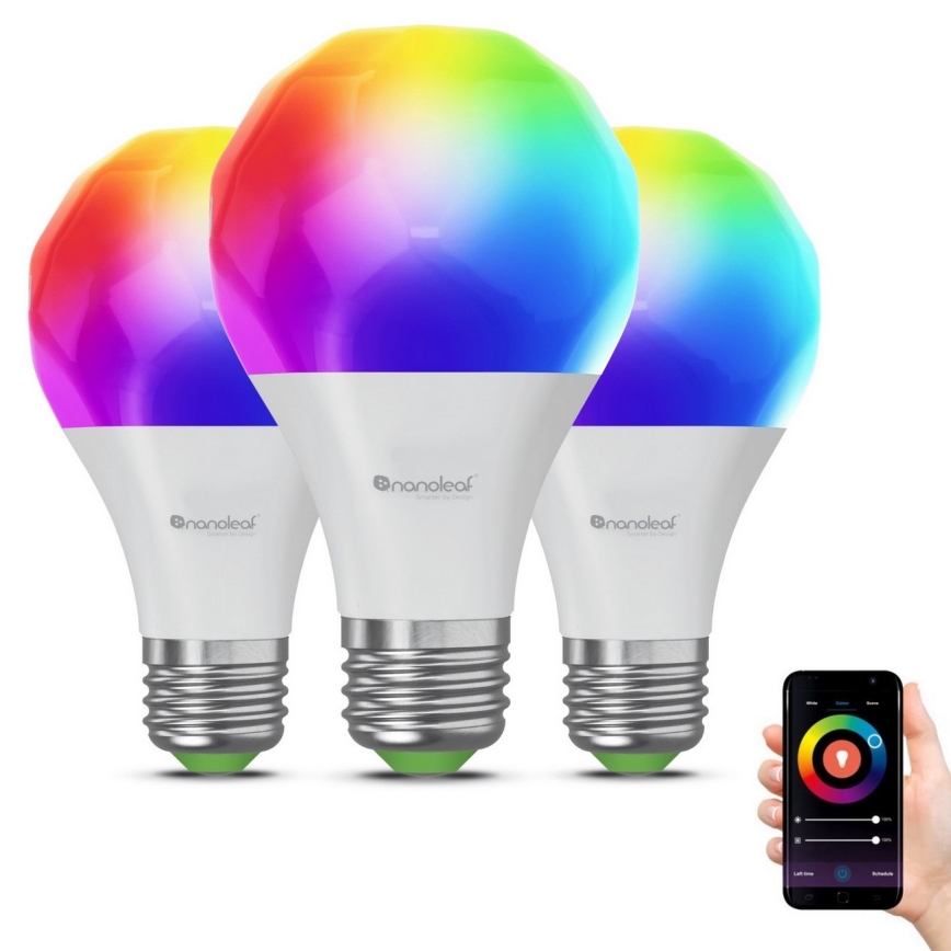 SADA 3x LED RGBW Stmievateľná žiarovka ESSENTIALS A60 E27/8,5W/230V CRI 90 2700-6500K Wi-Fi - Nanoleaf