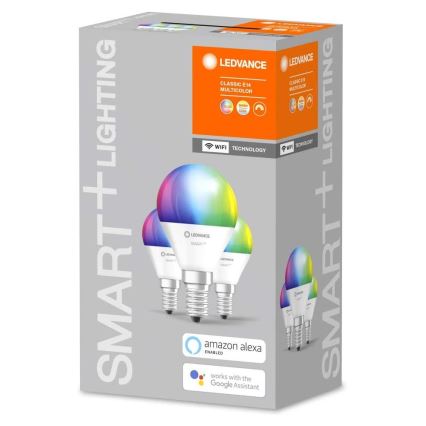 SADA 3x LED RGBW Stmievateľná žiarovka SMART+ E14/5W/230V 2700K-6500K Wi-Fi - Ledvance