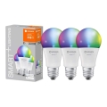 SADA 3x LED RGBW Stmievateľná žiarovka SMART+ E27/9,5W/230V 2700K-6500K Wi-Fi - Ledvance