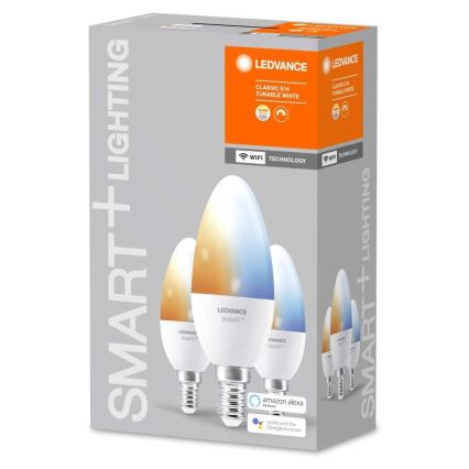 SADA 3x LED Stmievateľná žiarovka SMART+ E14/5W/230V 2700K-6500K Wi-Fi - Ledvance