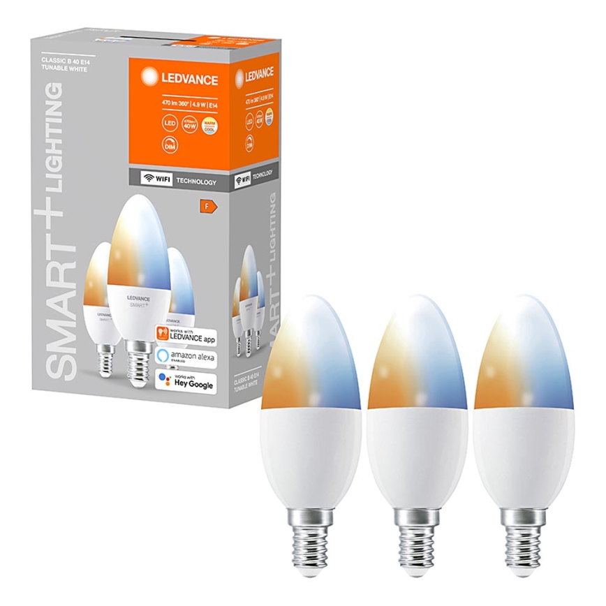 SADA 3x LED Stmievateľná žiarovka SMART+ E14/5W/230V 2700K-6500K Wi-Fi - Ledvance