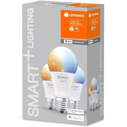 SADA 3x LED Stmievateľná žiarovka SMART+ E27/9W/230V 2700K-6500K Wi-Fi - Ledvance