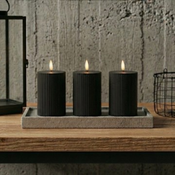 SADA 3x LED sviečky BRILLO LED/2xAA 12,5 cm čierna + diaľkové ovládanie