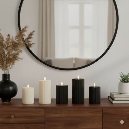 SADA 3x LED sviečok BRILLO LED/2xAA čierna + diaľkové ovládanie