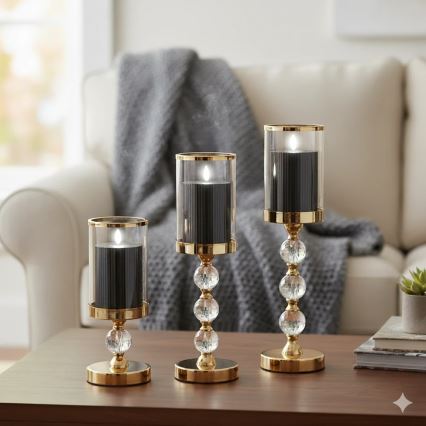 SADA 3x LED sviečok BRILLO LED/2xAA čierna + diaľkové ovládanie