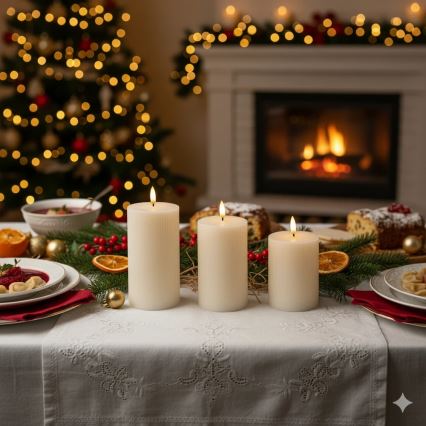 SADA 3x LED sviečok BRILLO LED/3xAAA krémová + diaľkové ovládanie