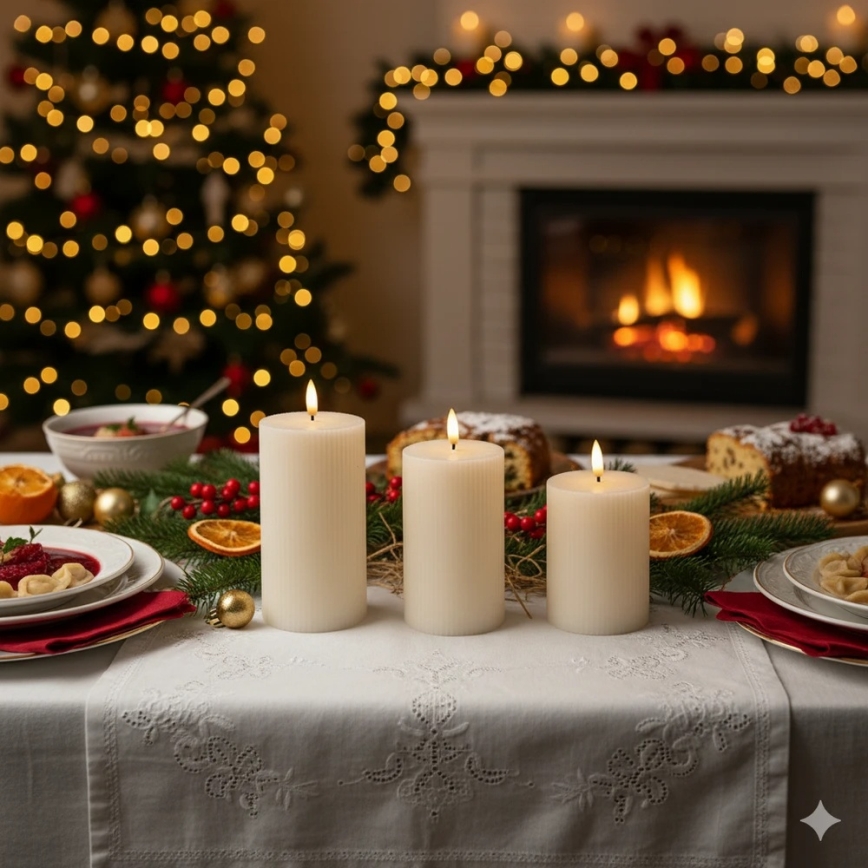 SADA 3x LED sviečok BRILLO LED/3xAAA krémová + diaľkové ovládanie