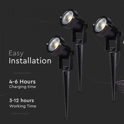 SADA 3x LED Vonkajšia solárna lampa 3xLED/1,2W/3,7V IP65 3000K