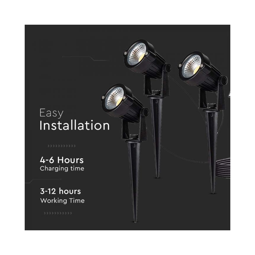 SADA 3x LED Vonkajšia solárna lampa 3xLED/1,2W/3,7V IP65 3000K