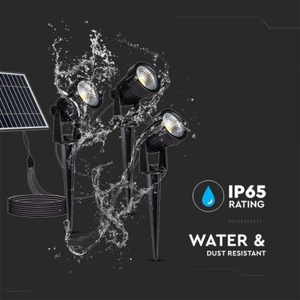 SADA 3x LED Vonkajšia solárna lampa 3xLED/1,2W/3,7V IP65 3000K