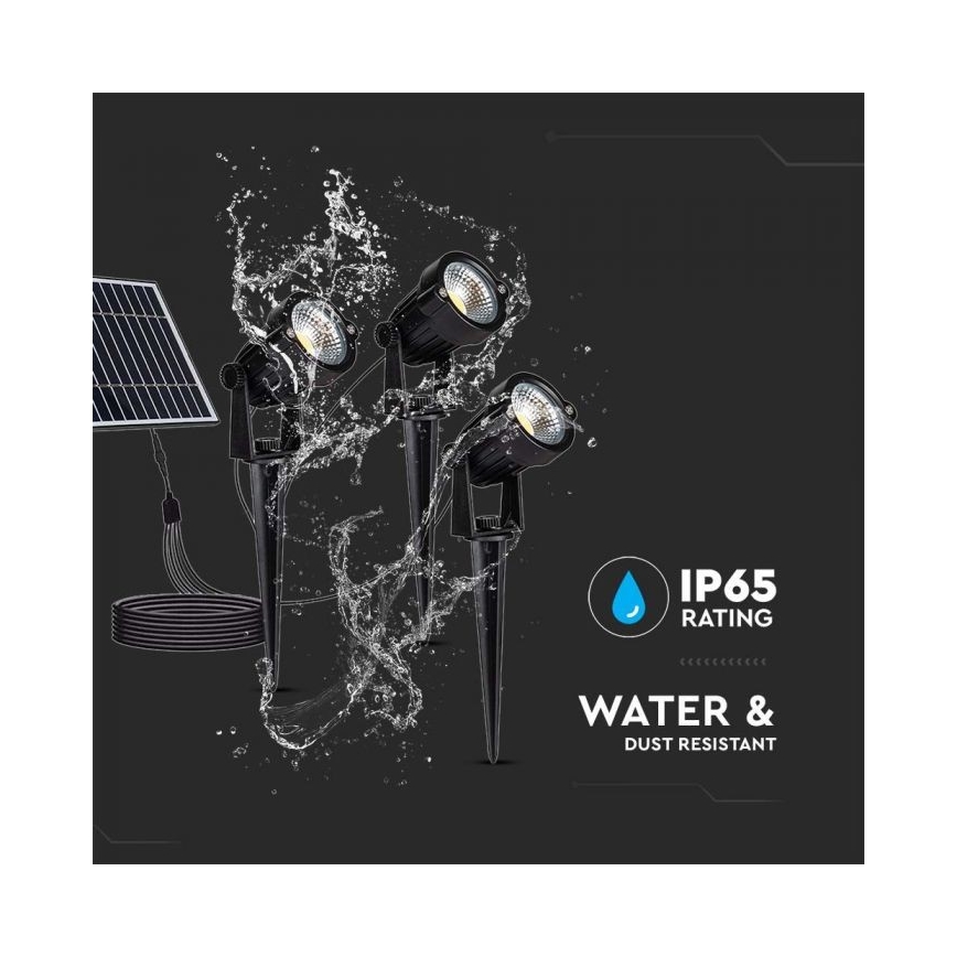SADA 3x LED Vonkajšia solárna lampa 3xLED/1,2W/3,7V IP65 3000K