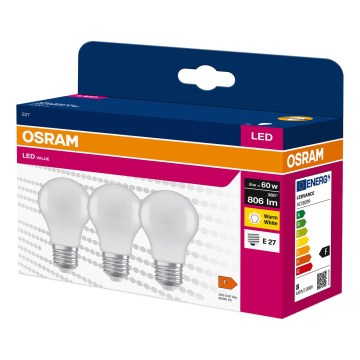 Sada 3x LED žiarovka A60 E27/8W/230V 3000K - Osram
