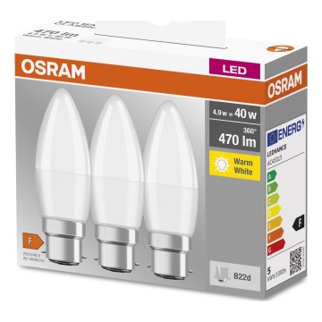 SADA 3x LED Žiarovka B38 B22d/4,9W/230V 3000K - Osram