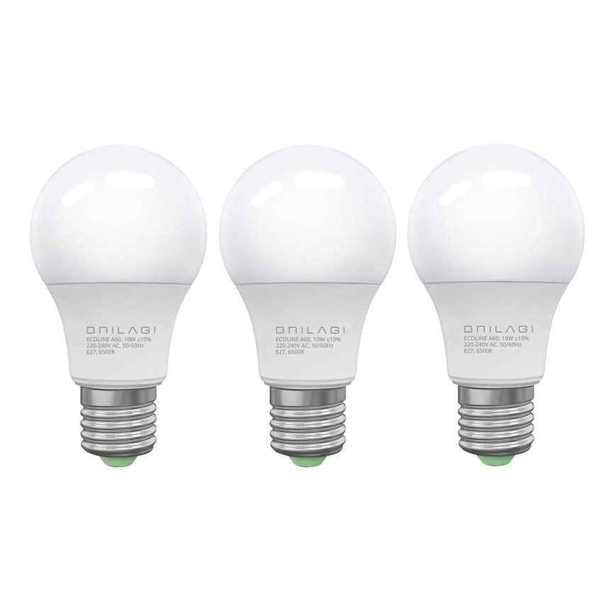 SADA 3x LED Žiarovka ECOLINE A60 E27/10W/230V 4000K - Brilagi