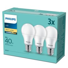 SADA 3x LED Žiarovka Philips E27/6W/230V 2700K