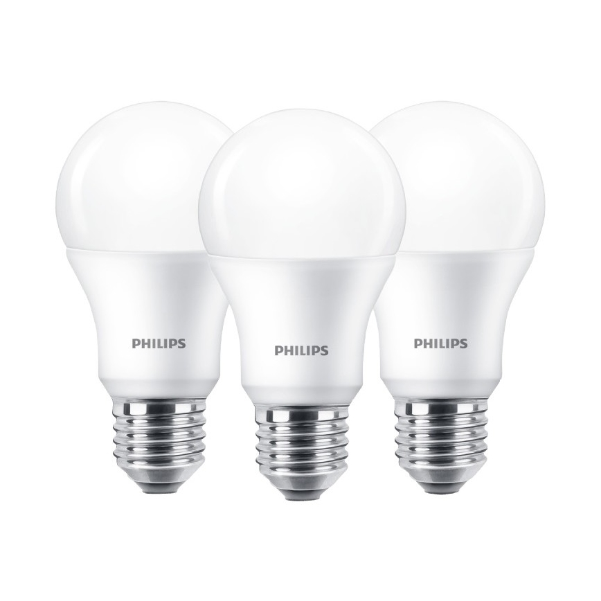 Sada 3x LED Žiarovka Philips E27/9W/230V 2700K