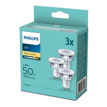 SADA 3x LED Žiarovka Philips GU10/4,6W/230V 2700K