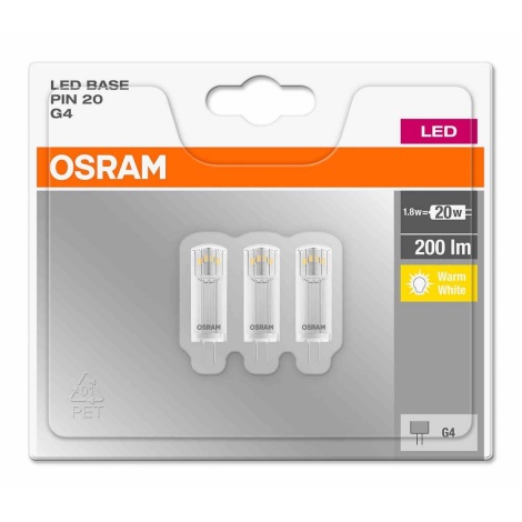 SADA 3x LED Žiarovka PIN G4/1,8W/12V 2700K - Osram