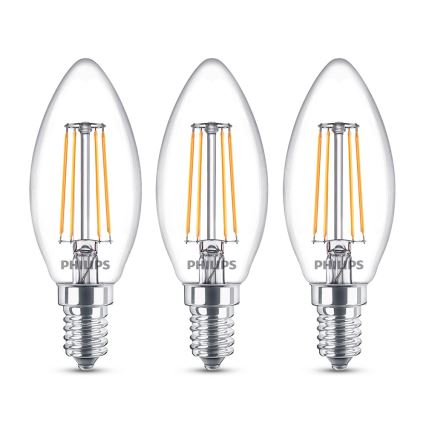 SADA 3x LED Žiarovka Philips E14/4,3W/230V 2700K