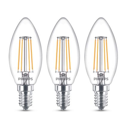 SADA 3x LED Žiarovka VINTAGE Philips E14/4,3W/230V 2700K