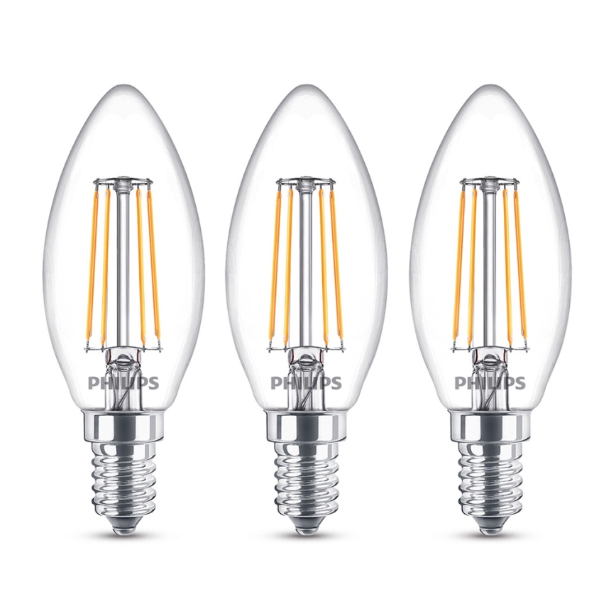 SADA 3x LED Žiarovka Philips E14/4,3W/230V 2700K