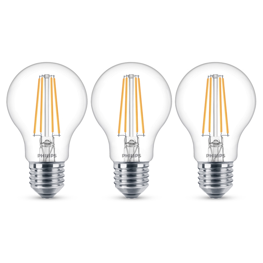 SADA 3x LED Žiarovka Philips E27/7W/230V 2700K