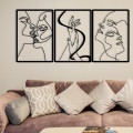 SADA 3x Nástenná dekorácia 109x50 cm láska kov