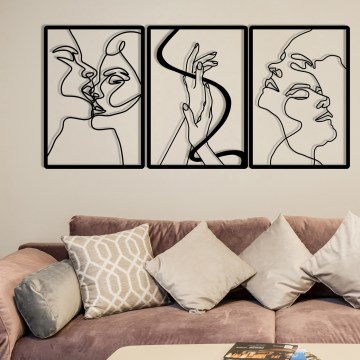 SADA 3x Nástenná dekorácia 109x50 cm láska kov