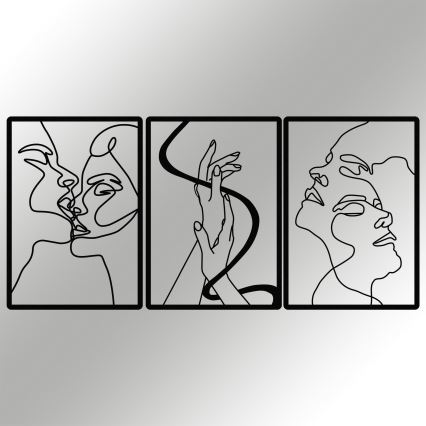 SADA 3x Nástenná dekorácia 109x50 cm láska kov